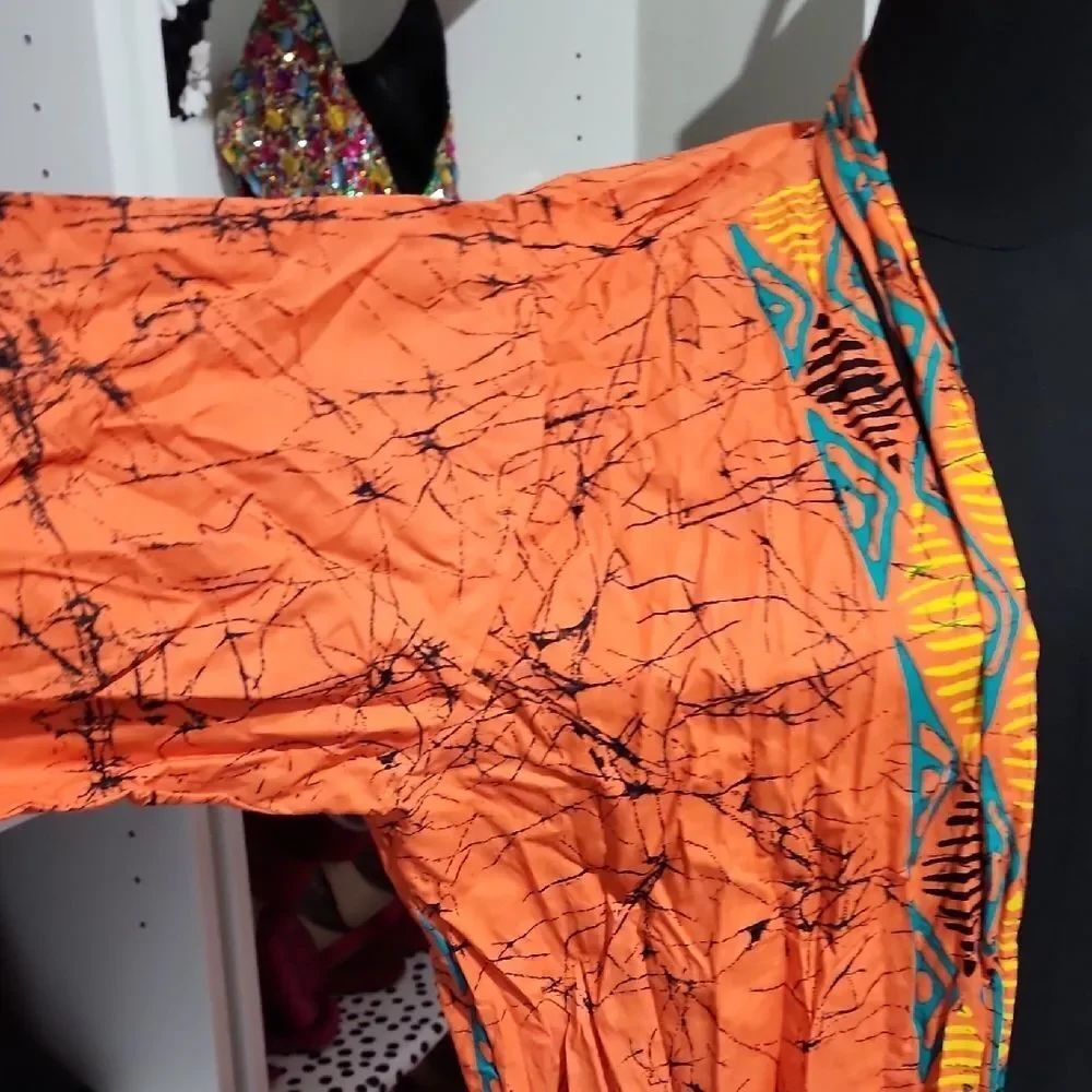 Vibrant Orange Patterned Robe - Picture 5 of 9